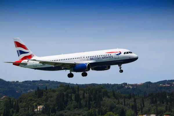 Corfu Grecia Giugno 2016 British Airways Airbus A320 Arriva All — Foto Stock