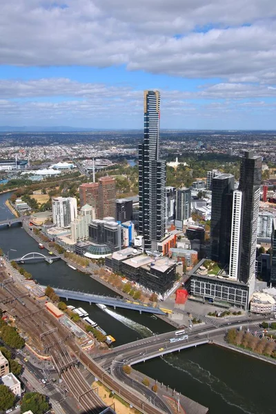 Melbourne Panorama Miasto Australii Nowoczesna Architektura Widok Powietrza — Zdjęcie stockowe