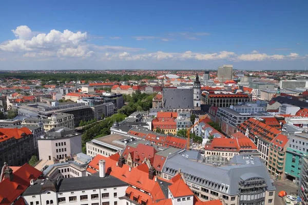 Ciudad Leipzig Alemania Vista Aérea Paisaje Urbano Con Distrito Zentrum — Foto de Stock