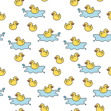 Sarı plastik ördek banyo oyuncağı. Doodle biçimi pürüzsüz doku.