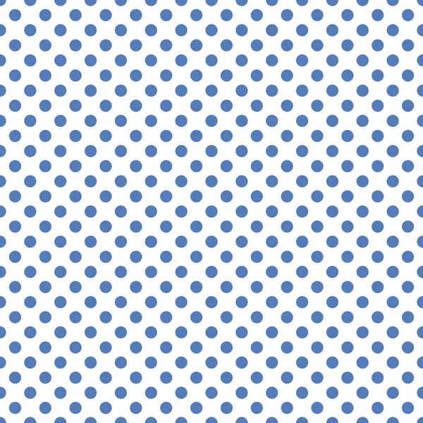 无缝圆点图案矢量 蓝色在白色上 波尔卡点纹理 — 图库矢量图片