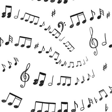 Vektör sayfası müzik dokusu - notalar ve anahtarlar karalamalar pürüzsüz vektör deseni.