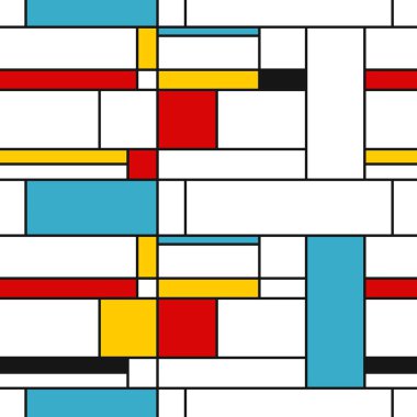 Mondrian geometrik tarzı sanat - sorunsuz modern basit desen. Tekstil veya hediyelik kağıt tasarımı.