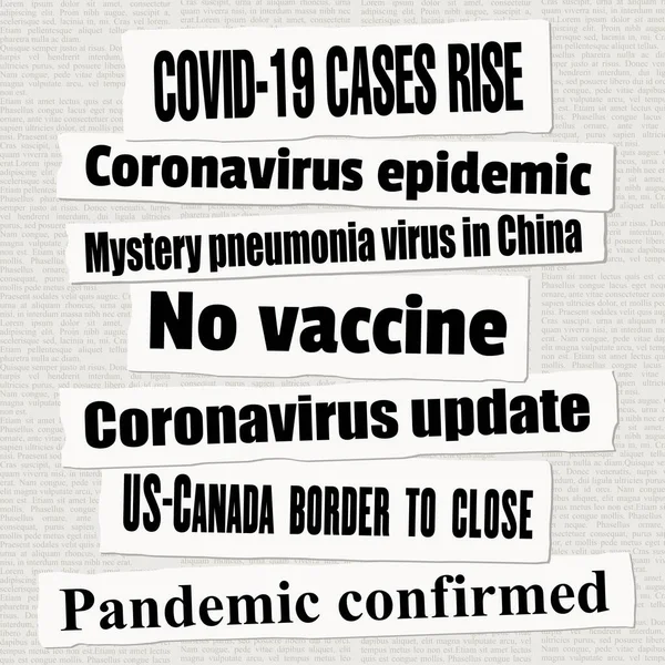 Coronavirus Pandemic Crisis Newspaper Titles Covid Global Pandemic News Headline — Stock Vector