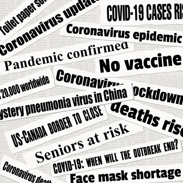 Coronavirus Pandemic Crisis Newspaper Titles Covid Global Pandemic News Headline — Stock Vector