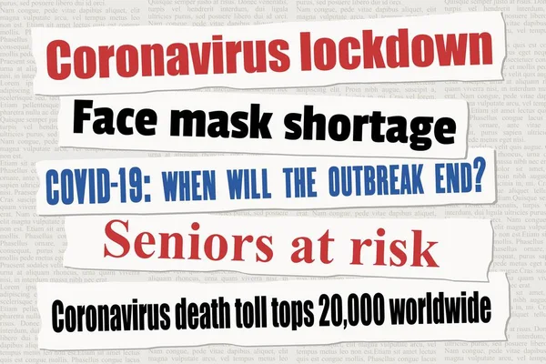 Coronavirus Pandemie Krantentitels Covid Wereldwijde Pandemie Nieuws Headline Collectie Vector — Stockvector