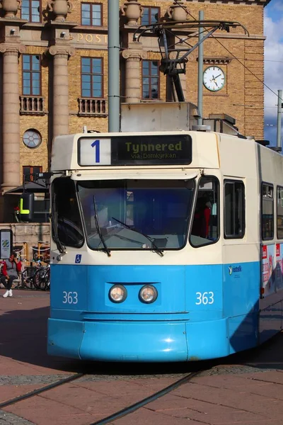 Gothenburg Sweden Sierpnia 2018 Niebieski Tramwaj Göteborgu Szwecja Göteborg Największą — Zdjęcie stockowe