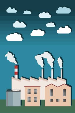 Basit fabrika vektör grafikleri. Fabrika endüstriyel mimarisi.