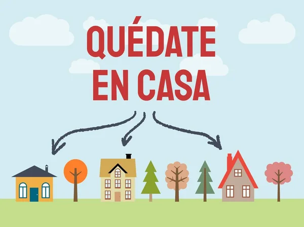 Quedate Casa Langue Espagnole Rester Maison Message Pandémique Coronavirus — Image vectorielle