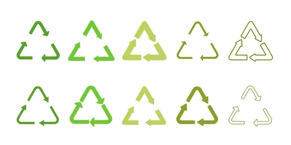 Zestaw Ikon Recyklingu Symbol Materiału Recyklingu Odpadów — Wektor stockowy
