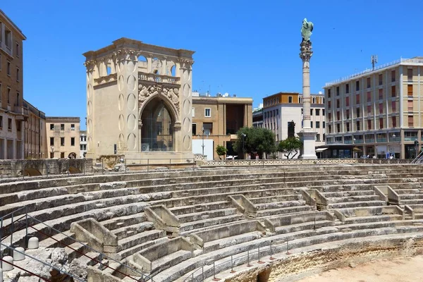 Lecce Italia Ruine Antice Romane Oraș Peninsula Salento — Fotografie, imagine de stoc