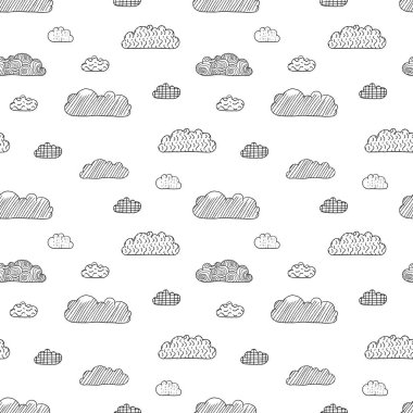 Vektör beyaz bulutlar arka plan. Kusursuz bulut tekstil deseni.