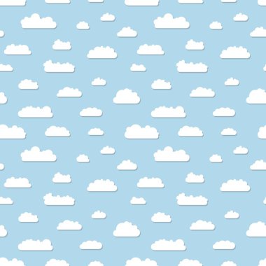 Çizgifilmsiz vektör bulutları dokusu. Kusursuz kabarık bulutlu tekstil tasarımı.