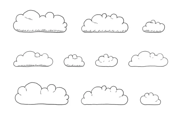 Simples Desenho Nuvens Desenhos Animados Conjunto Ilustração Vetor Nuvem Simples —  Vetores de Stock