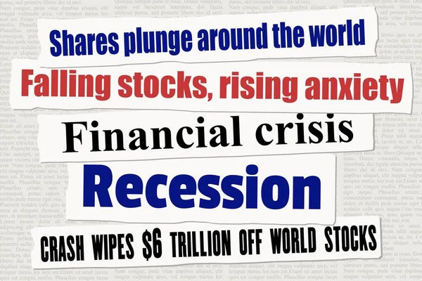 Tytuły Gazet Kryzysu Finansowego Giełdy Spadają Wektor Kolekcji Wiadomości — Wektor stockowy