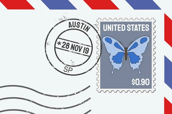 Austin Sello Postal Vectorial Sello Postal Estadounidense Una Carta — Archivo Imágenes Vectoriales