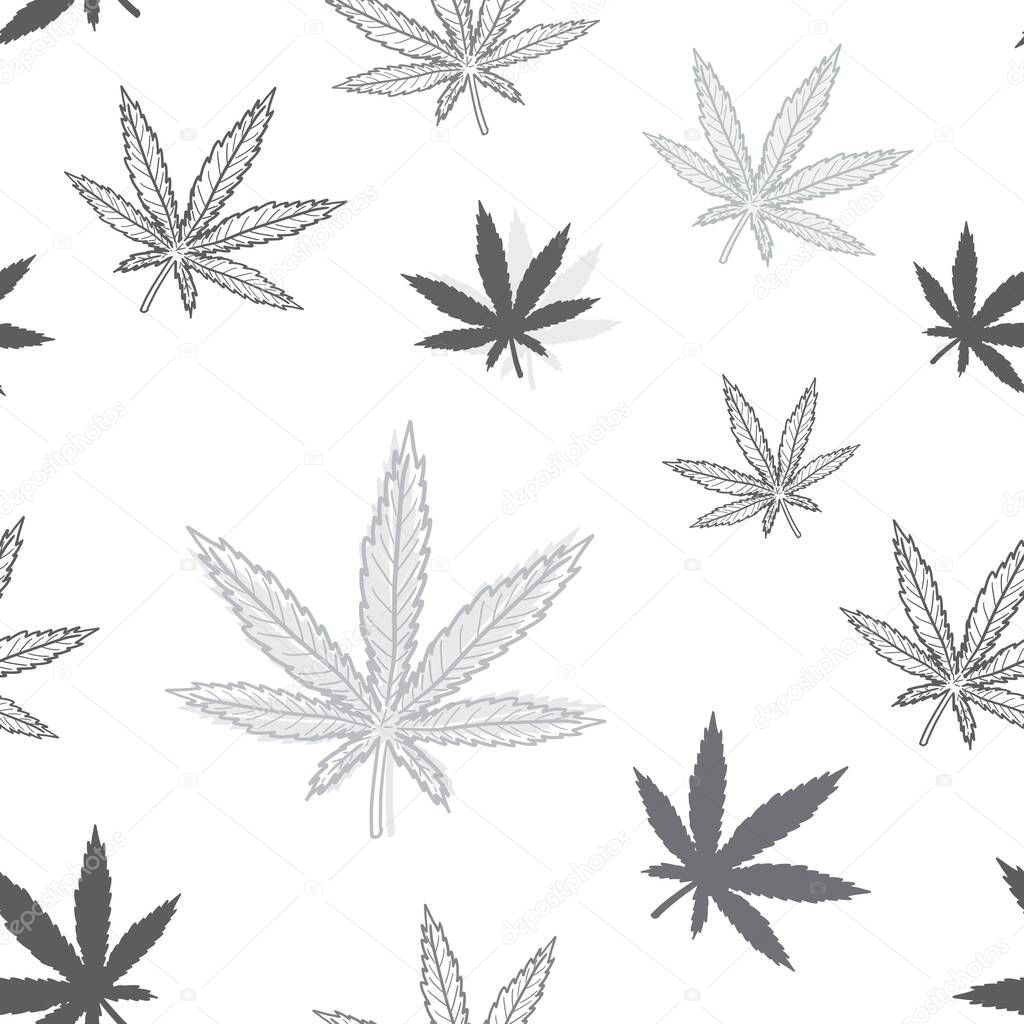 Cannabis seamless texture. Marijuana theme vector pattern.