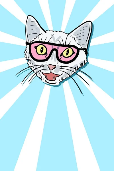 Güneş Gözlüklü Garip Kedi Kopya Alanı Olan Havalı Kedi Meme — Stok Vektör