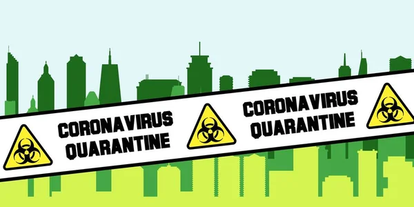 Coronavirus Járvány Városi Karantén Lezárása Covid Válságvektor Karantén Figyelmeztető Szalag — Stock Vector