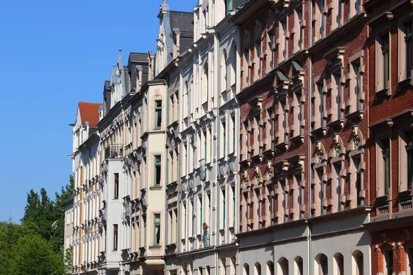 Chemnitz City Alemanha Vista Rua Arquitetura Residencial Alemã Edifícios Apartamentos — Fotografia de Stock