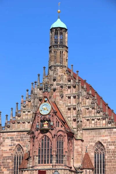 Norymberga Niemcy Frauenkirche Kościół Matki Bożej Punkt Orientacyjny Niemiec — Zdjęcie stockowe