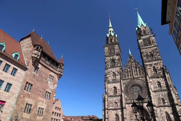 Allemagne Repères Eglise Lorenz Monument Gothique Nuremberg Allemagne — Photo