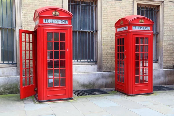 London Telephone Booth Row London Landmarks Red Phone Booth — Stock Photo, Image
