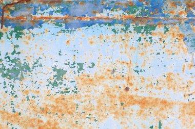 Grunge 'un geçmişi. Eski metal yüzey. Çizilmiş paslı arkaplan dokusu.