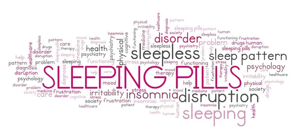 Sleeping Pills Concept Word Cloud Sleep Disorder Insomnia Keywords Illustration — Stock Photo, Image