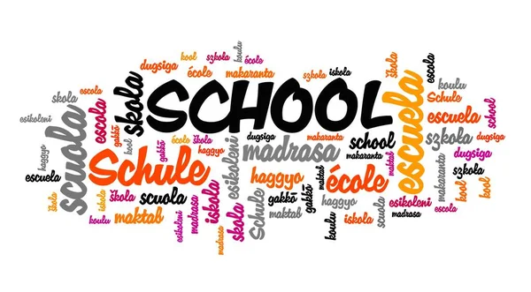 School Word Many Languages School Translation Text Collage — Stock Photo, Image