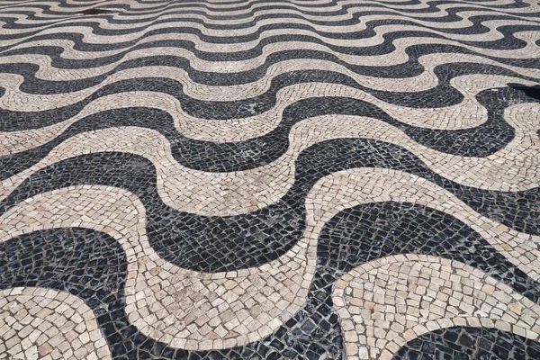 Cascais Portugal Wellenmuster Auf Gepflastertem Stadtplatz — Stockfoto