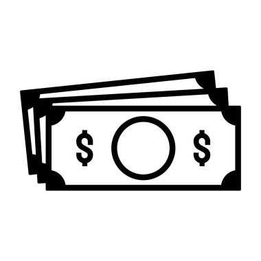 Banknotlar nakit ödeme simgesi. EPS vektör simgesi.