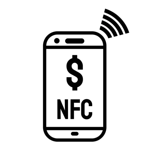 Telefon Bağlantısı Olmayan Ödeme Sembolü Nfc Yakın Alan Letişim Mobil — Stok Vektör