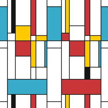 Basit modern desen - Mondrian tarzında kusursuz doku. Hediye ambalaj kağıdı ya da yatak örtüsü için tasarım.
