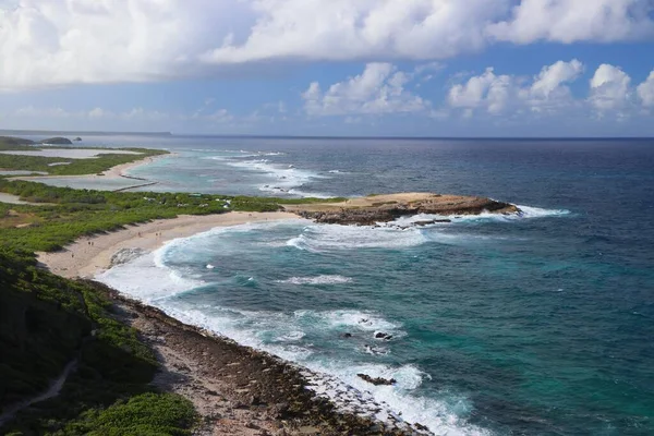 Strandlandschaft Von Guadeloupe Anse Des Chateaux Sandstrand Malerische Aussicht — Stockfoto
