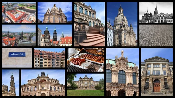 Dresde Alemania Postal Lugar Viaje Collage Foto Hito — Foto de Stock