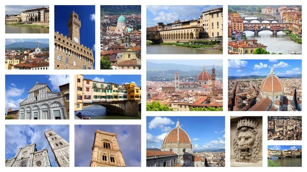Florence Fotó Kollázs Olaszország Város Landmark Képeslap Gyűjteményéből — Stock Fotó