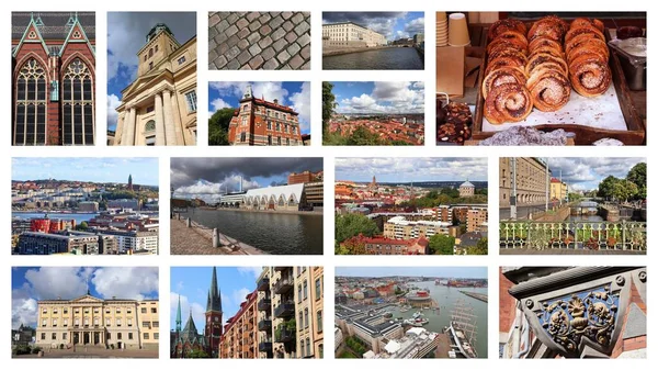 Ciudad Gotemburgo Postal Suecia Lugar Viaje Collage Fotos Hito — Foto de Stock