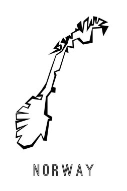 Norveç basit vektör haritası ana hatları - ülke şekli keskin çokgen geometrik biçim vektörü.