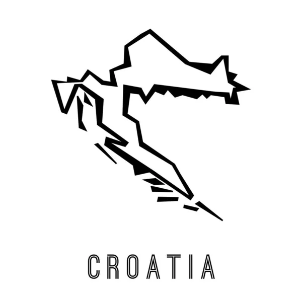 Hırvatistan Basit Vektör Haritası Ana Hatları Ülke Keskin Çokgen Geometrik — Stok Vektör
