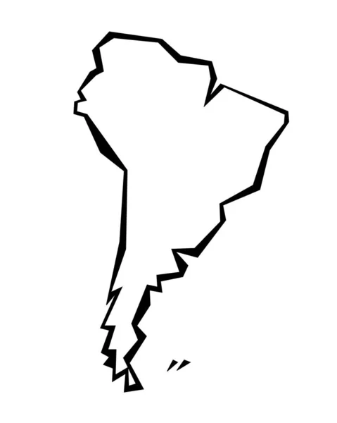 Zuid Amerika Kaart Omtrek Continent Vorm Scherpe Polygonale Geometrische Stijl — Stockvector