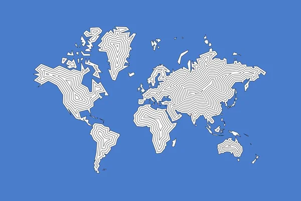 Wereldkaart Omtrek Vingerafdruk Stijl Scherpe Polygonale Geometrische Stijl Eenvoudige Vector — Stockvector