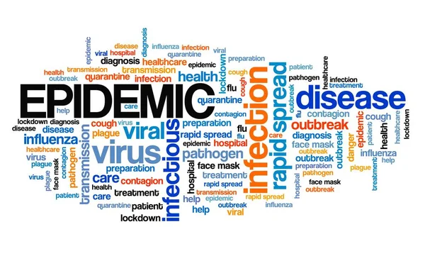 Palabra Epidémica Collage Nube Conceptual Epidémica Palabras Concepto Enfermedad Infecciosa — Foto de Stock