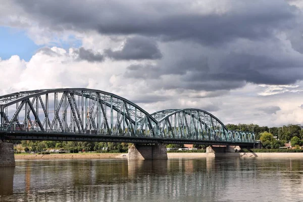 Pont Acier Treillis Pologne Pont Ferroviaire Ernest Malinowski Sur Vistule — Photo