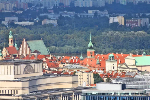 Varsavia Capitale Della Polonia Vista Aerea Con Città Vecchia — Foto Stock