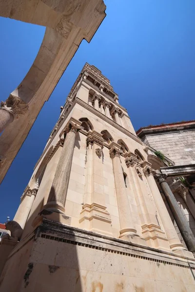 Split Gamla Stan Kroatien Unesco Världsarvslista Katedral Klocktornet — Stockfoto