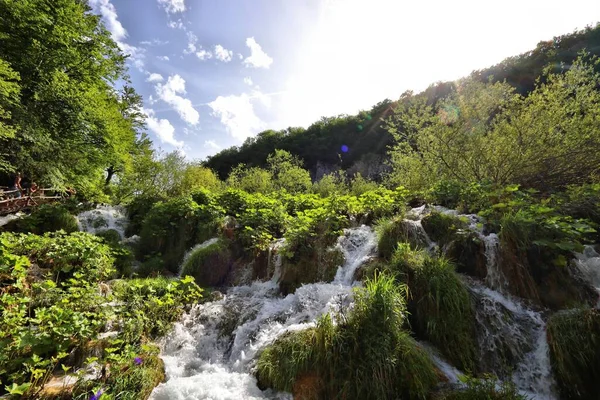 Национальный Парк Плитвицкие Озера Хорватский Водопад — стоковое фото