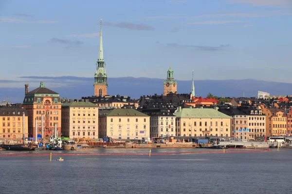 Stockholmská Ranní Obloha Švédsku Gamla Stan Nábřeží Staré Město — Stock fotografie