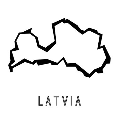 Letonya basit vektör haritası ana hatları - ülke şekli keskin çokgen geometrik biçim vektörü.