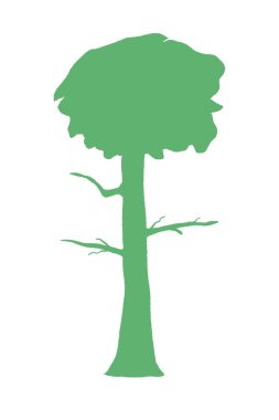 Ağaç silueti vektörü. El çizimi izole ağaç.